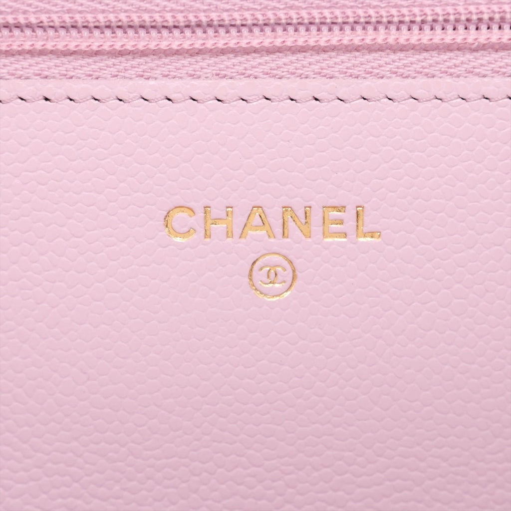 Second hand Chanel WOC Caviar Leather Quilted Flap Crossbody Pink - Tabita Bags