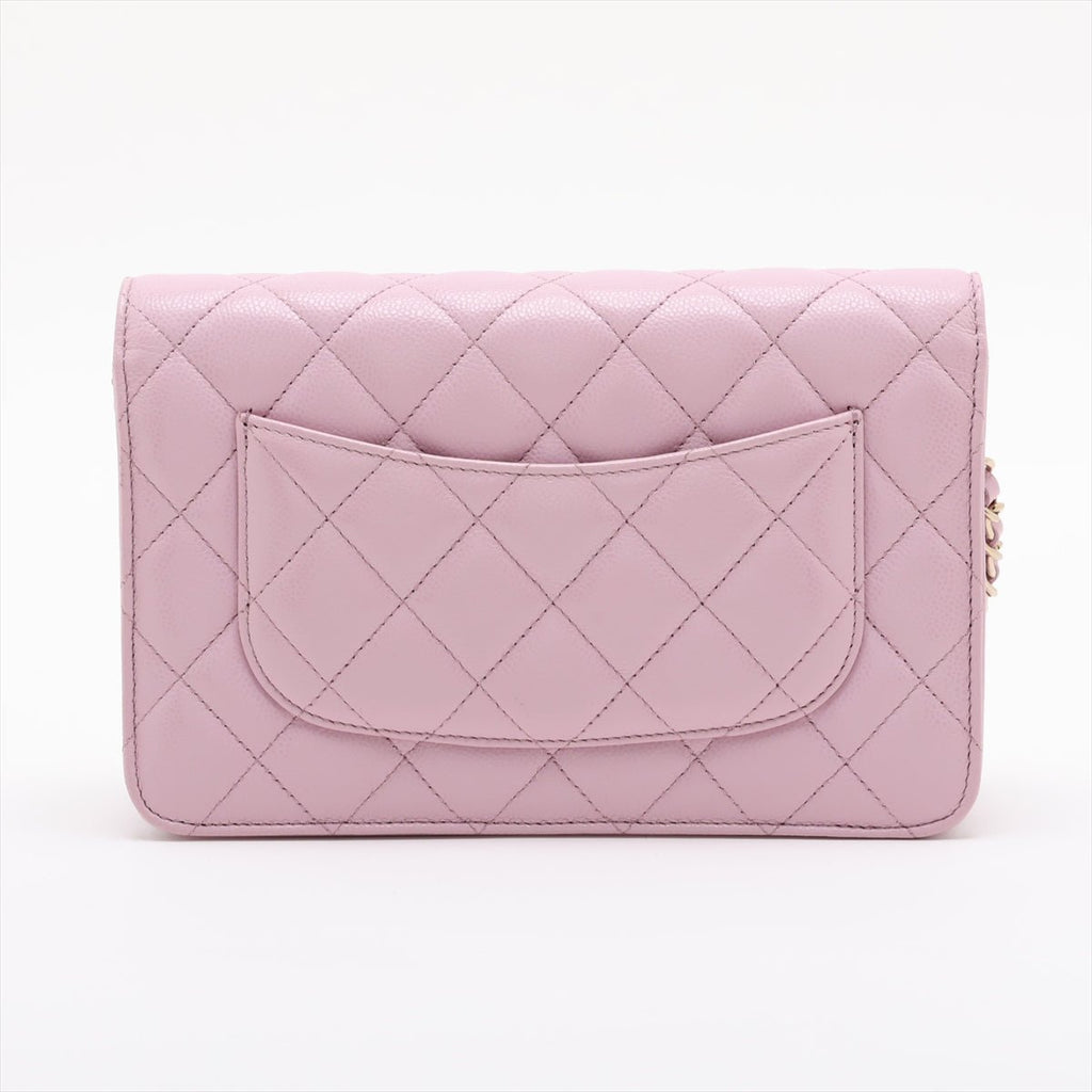 Second hand Chanel WOC Caviar Leather Quilted Flap Crossbody Pink - Tabita Bags