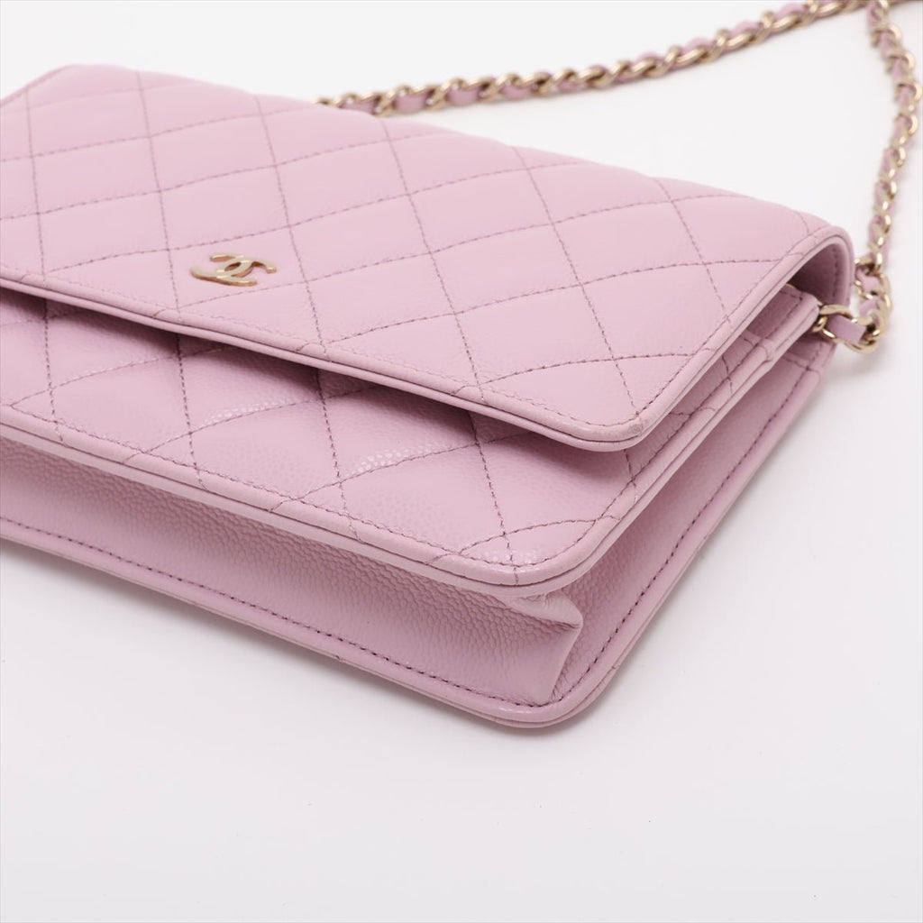 Second hand Chanel WOC Caviar Leather Quilted Flap Crossbody Pink - Tabita Bags
