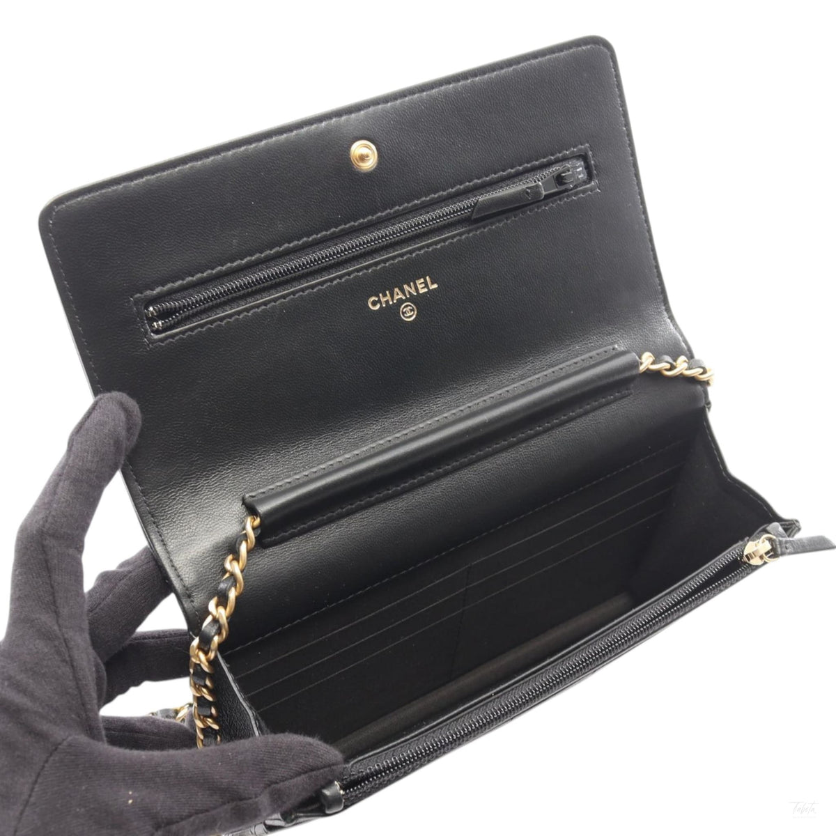 Second hand Chanel WOC Lambskin Leather 18K Lucky Charms Quilted Flap Crossbody Black - Tabita Bags