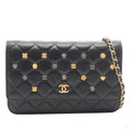 Second hand Chanel WOC Lambskin Leather 18K Lucky Charms Quilted Flap Crossbody Black - Tabita Bags