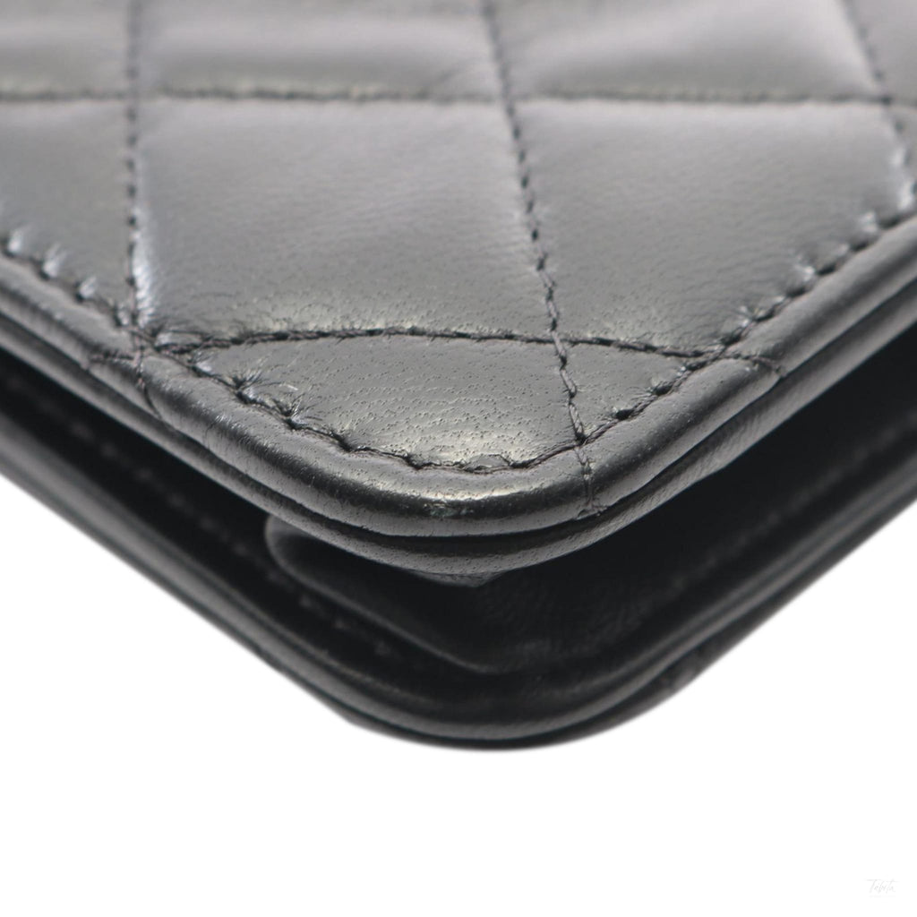 Second hand Chanel WOC Lambskin Leather 18K Lucky Charms Quilted Flap Crossbody Black - Tabita Bags