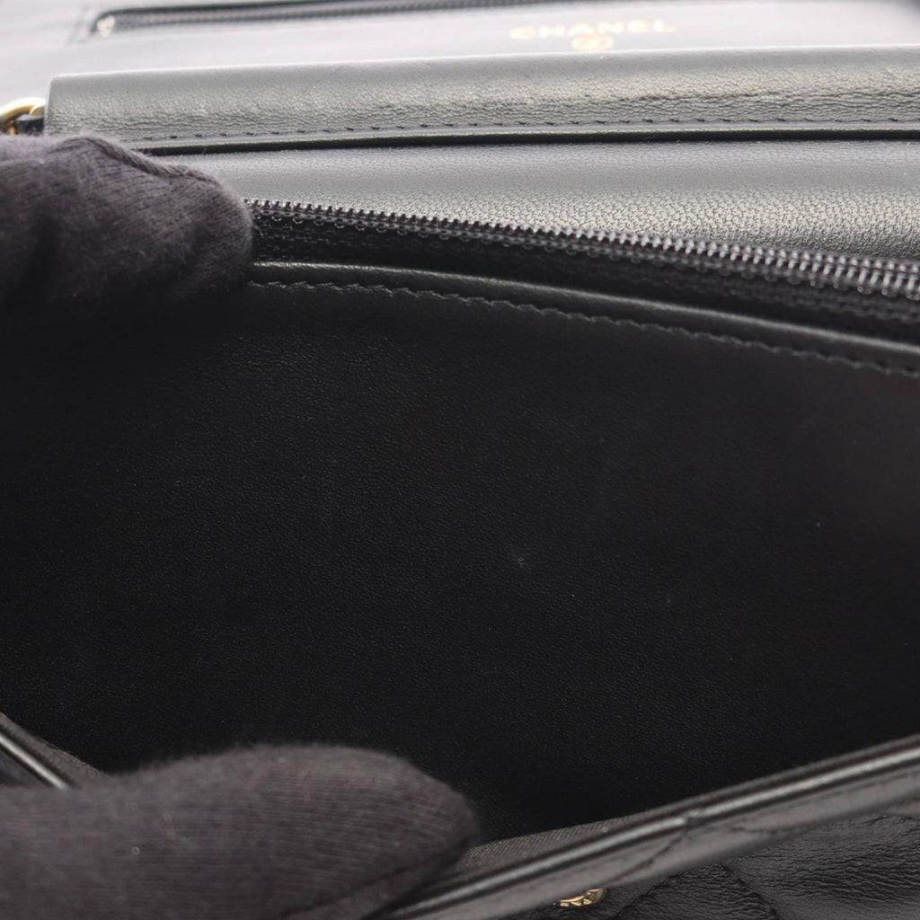 Second hand Chanel WOC Lambskin Leather 18K Lucky Charms Quilted Flap Crossbody Black - Tabita Bags