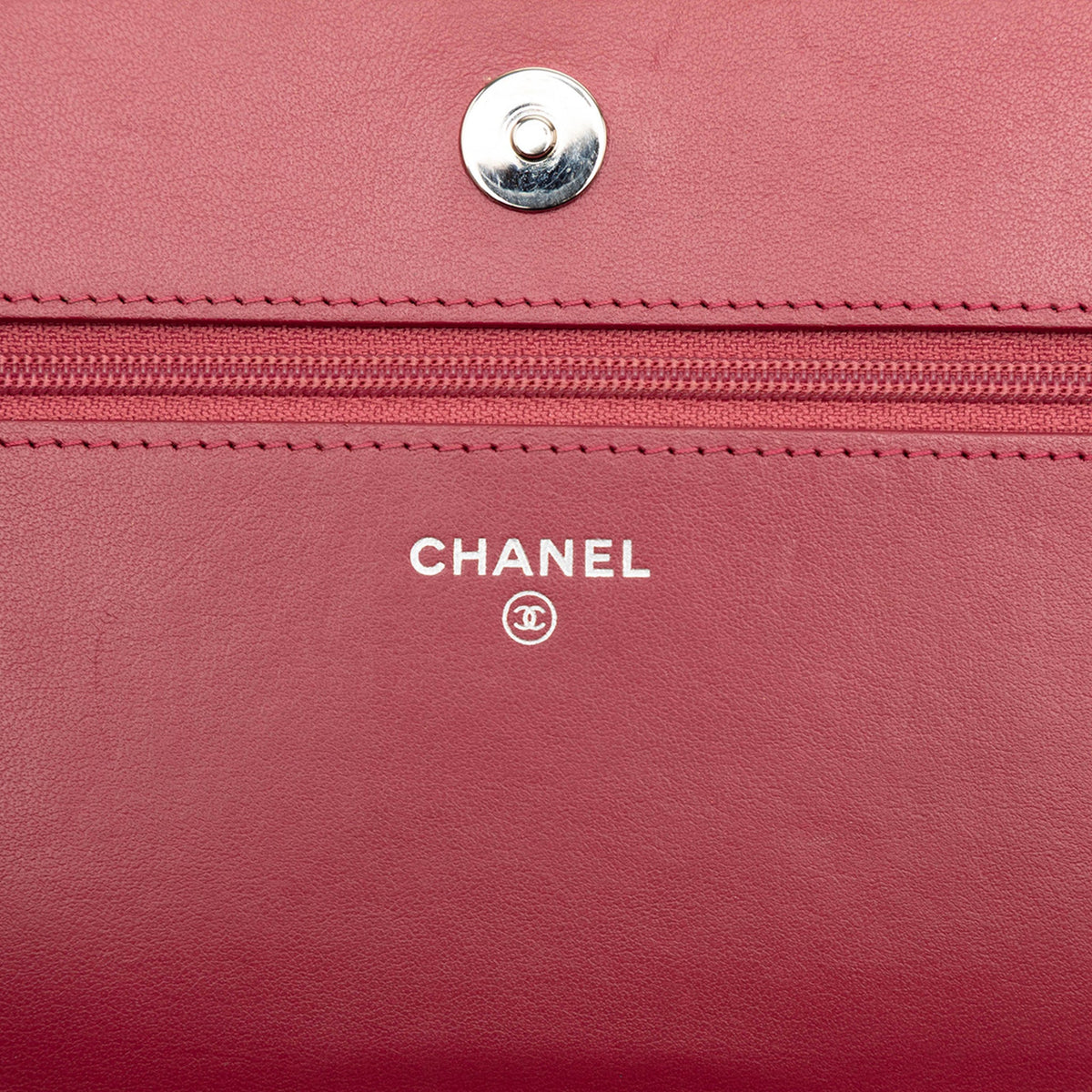 Second hand Chanel WOC Lambskin Leather Camellia Embossed Flap Crossbody Pink - Tabita Bags