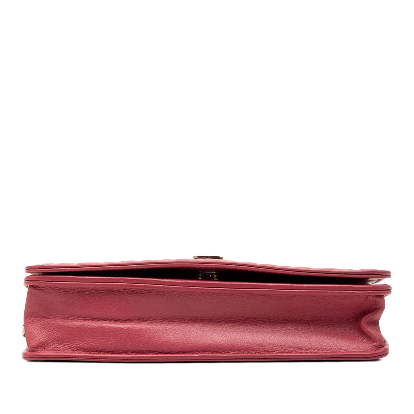 Second hand Chanel WOC Lambskin Leather Camellia Embossed Flap Crossbody Pink - Tabita Bags