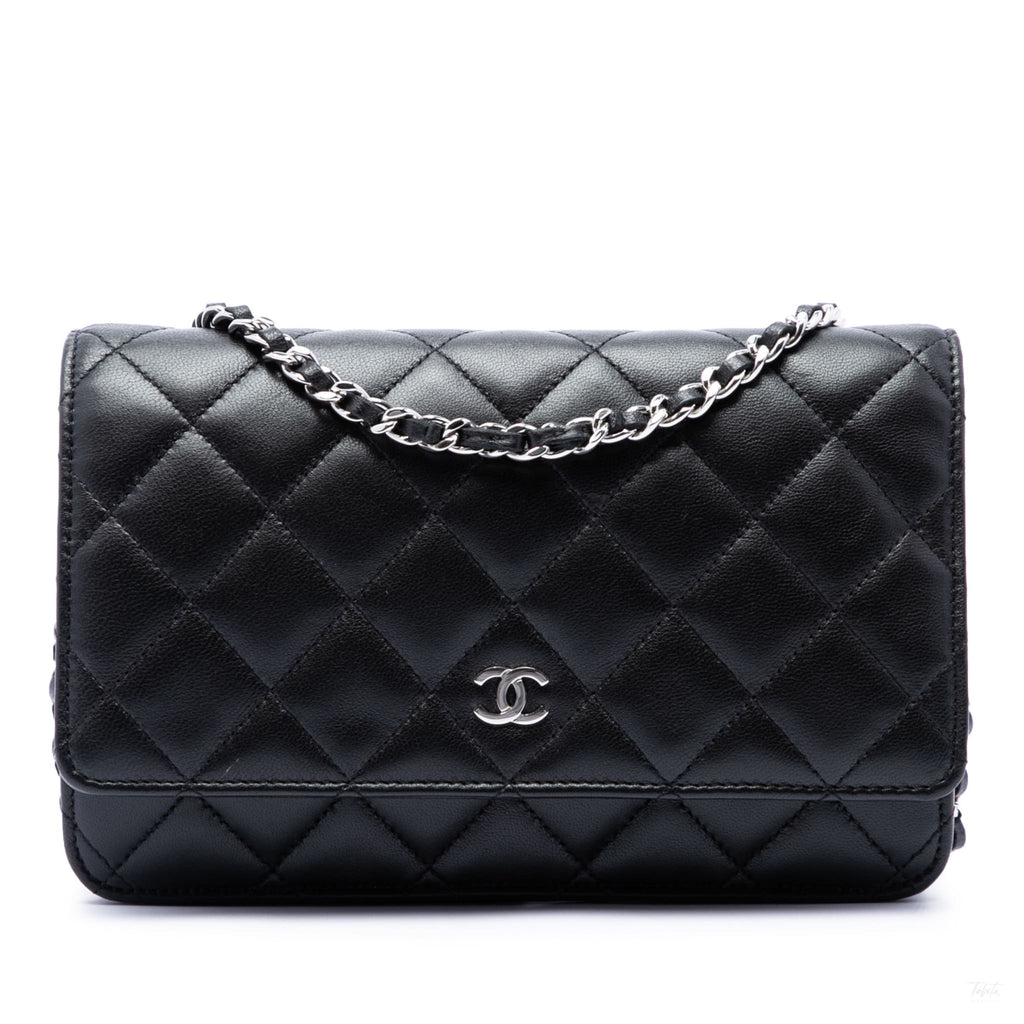 Second hand Chanel WOC Lambskin Leather Quilted Flap Crossbody Black - Tabita Bags