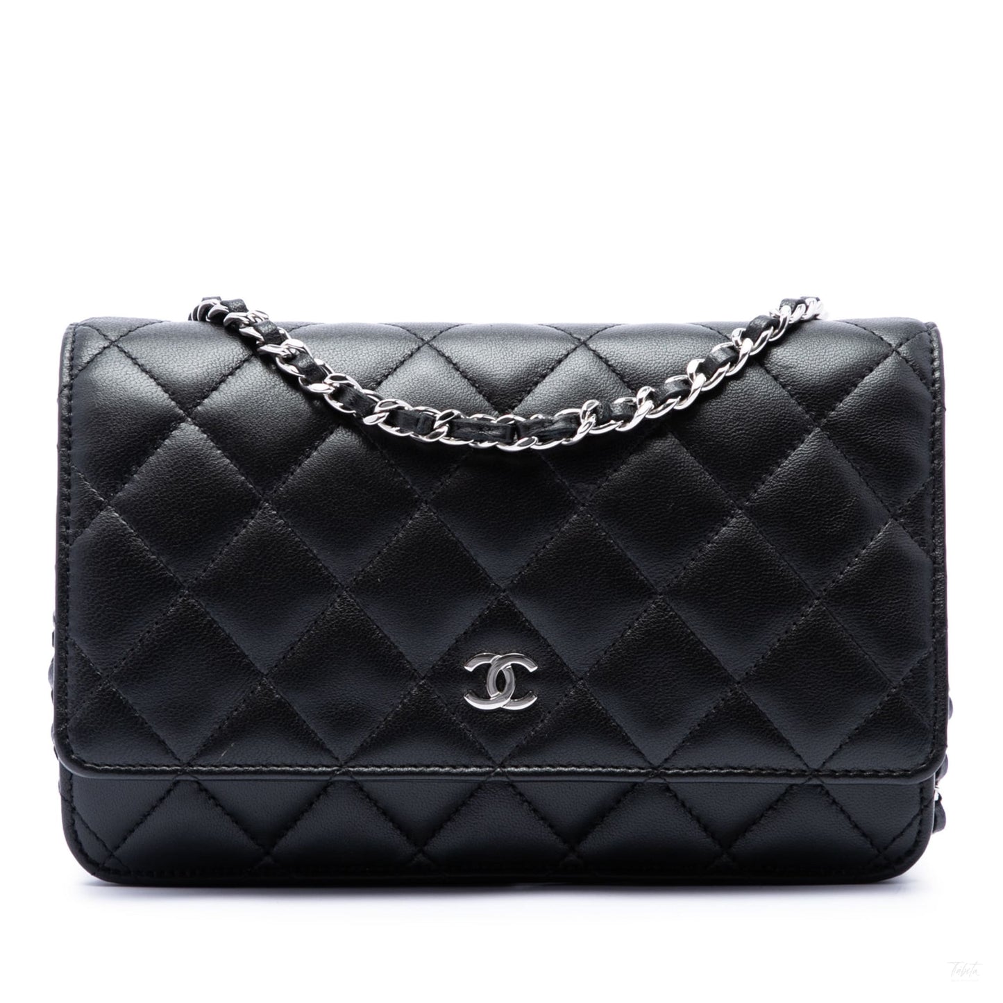 Second hand Chanel WOC Lambskin Leather Quilted Flap Crossbody Black - Tabita Bags