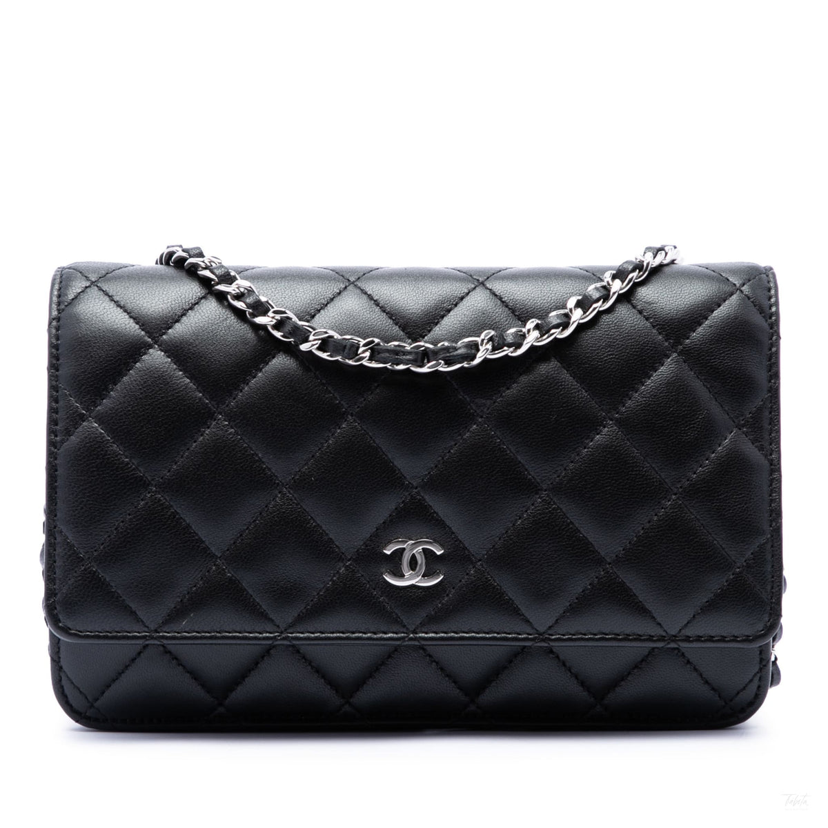 Second hand Chanel WOC Lambskin Leather Quilted Flap Crossbody Black - Tabita Bags