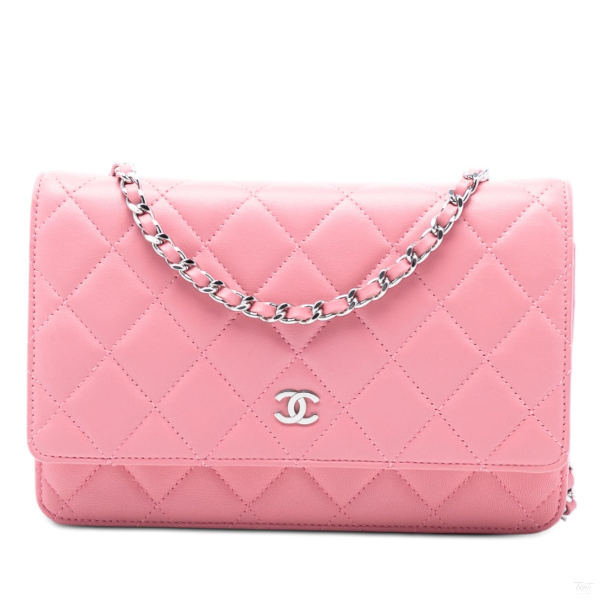 Second hand Chanel WOC Lambskin Leather Quilted Flap Crossbody Pink - Tabita Bags