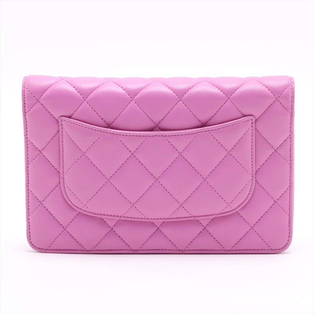 Second hand Chanel WOC Lambskin Leather Quilted Flap Crossbody Pink - Tabita Bags
