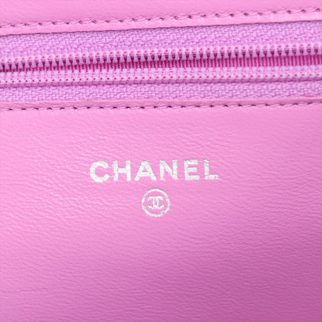 Second hand Chanel WOC Lambskin Leather Quilted Flap Crossbody Pink - Tabita Bags
