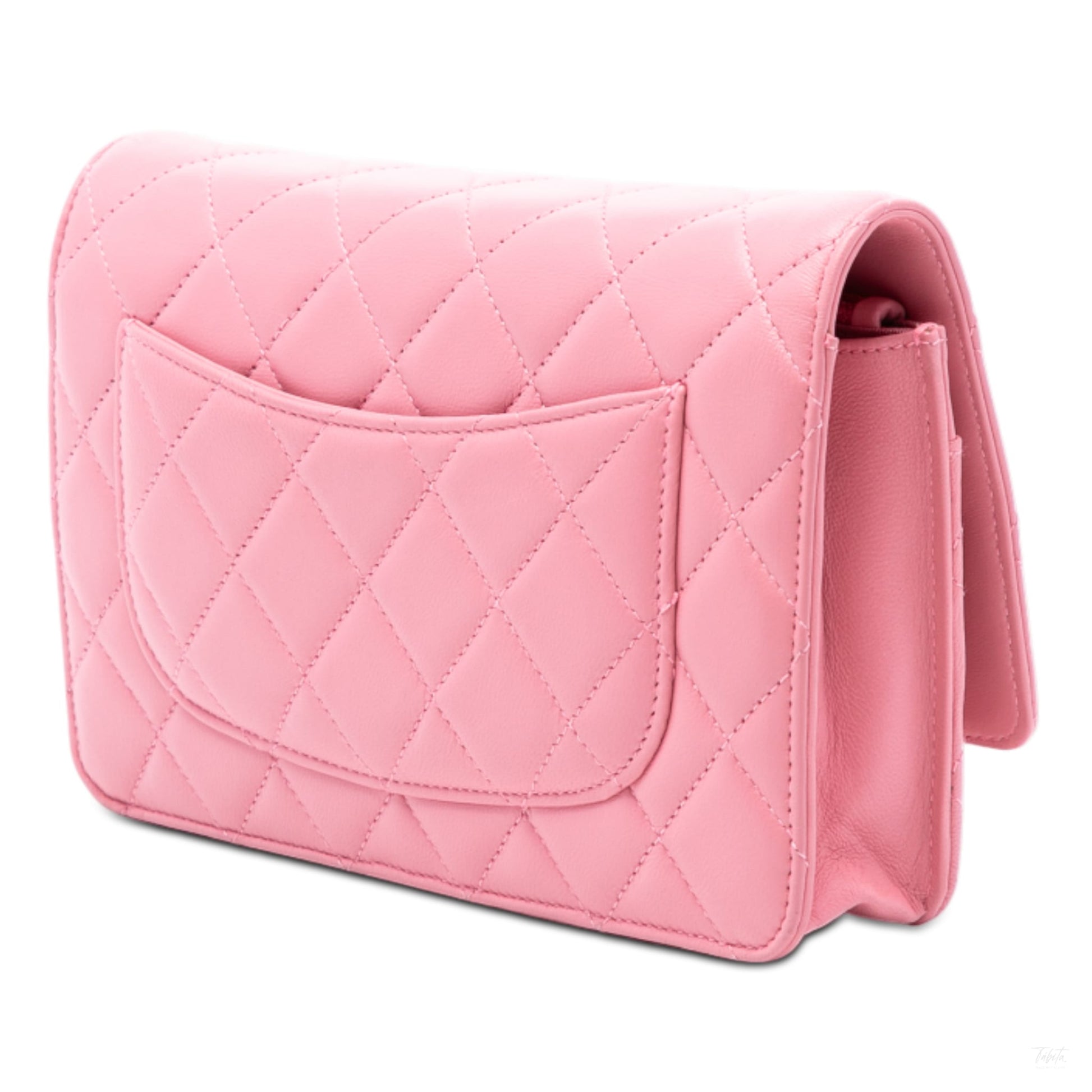 Second hand Chanel WOC Lambskin Leather Quilted Flap Crossbody Pink - Tabita Bags