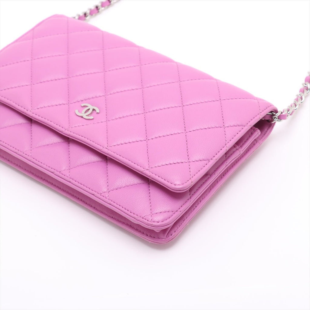 Second hand Chanel WOC Lambskin Leather Quilted Flap Crossbody Pink - Tabita Bags