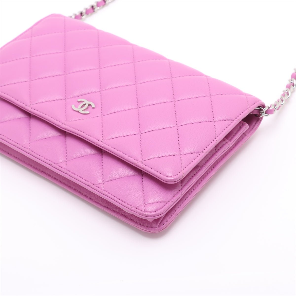 Second hand Chanel WOC Lambskin Leather Quilted Flap Crossbody Pink - Tabita Bags