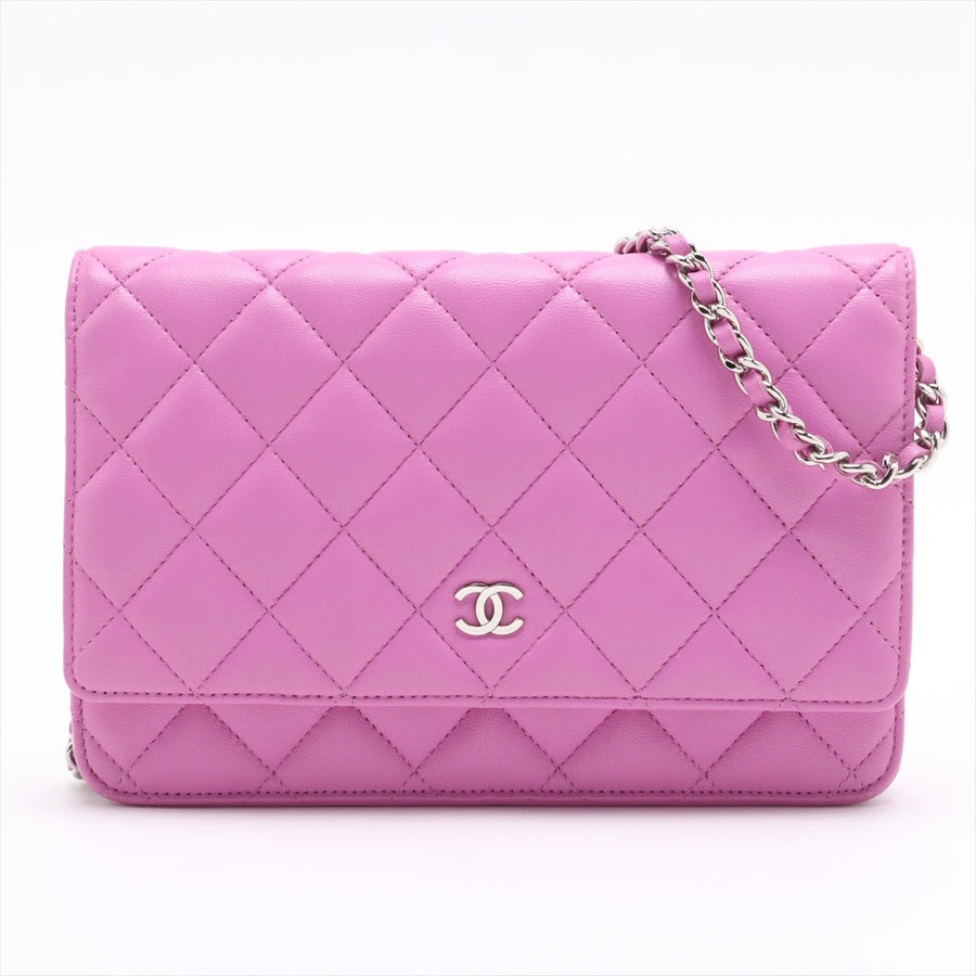 Second hand Chanel WOC Lambskin Leather Quilted Flap Crossbody Pink - Tabita Bags