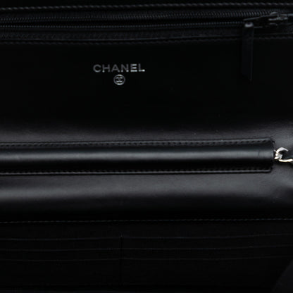 Second hand Chanel WOC Patent Leather Quilted Flap Crossbody Black - Tabita Bags