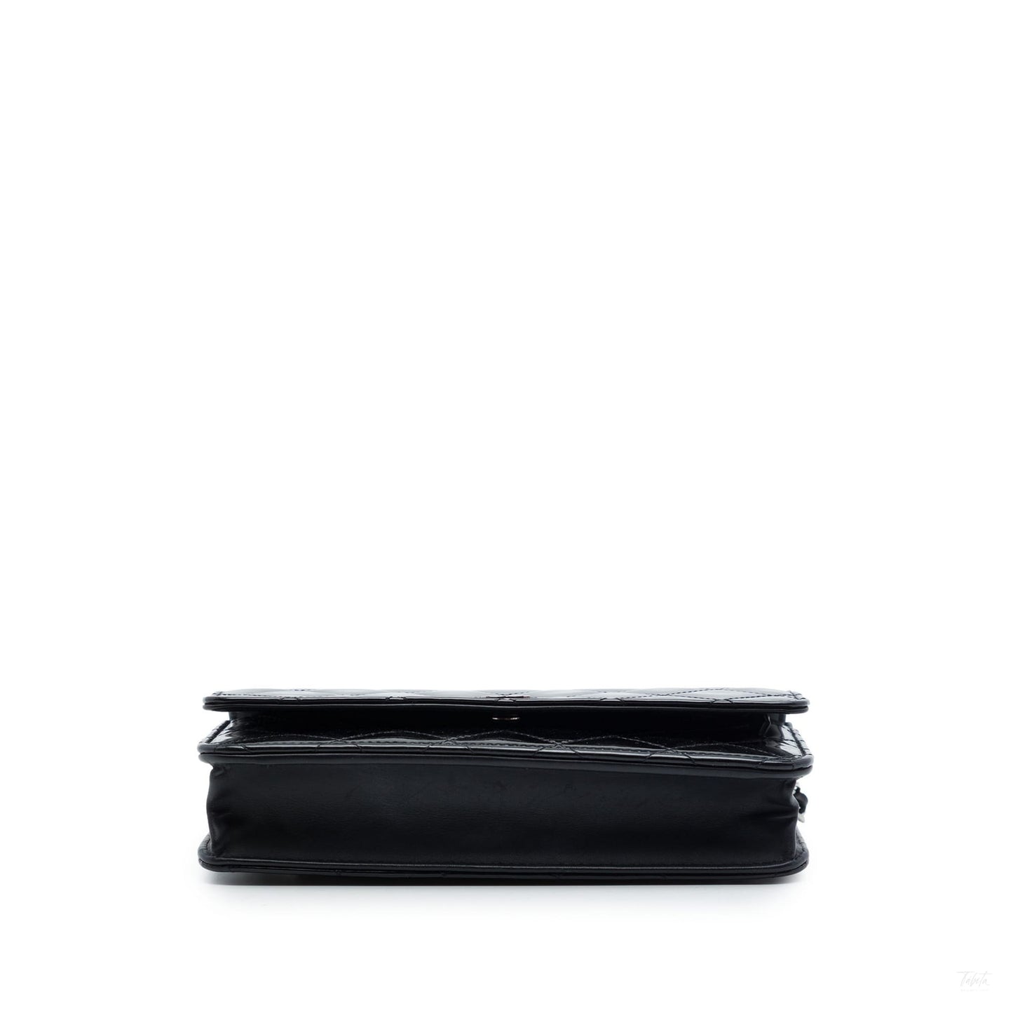 Second hand Chanel WOC Patent Leather Quilted Flap Crossbody Black - Tabita Bags