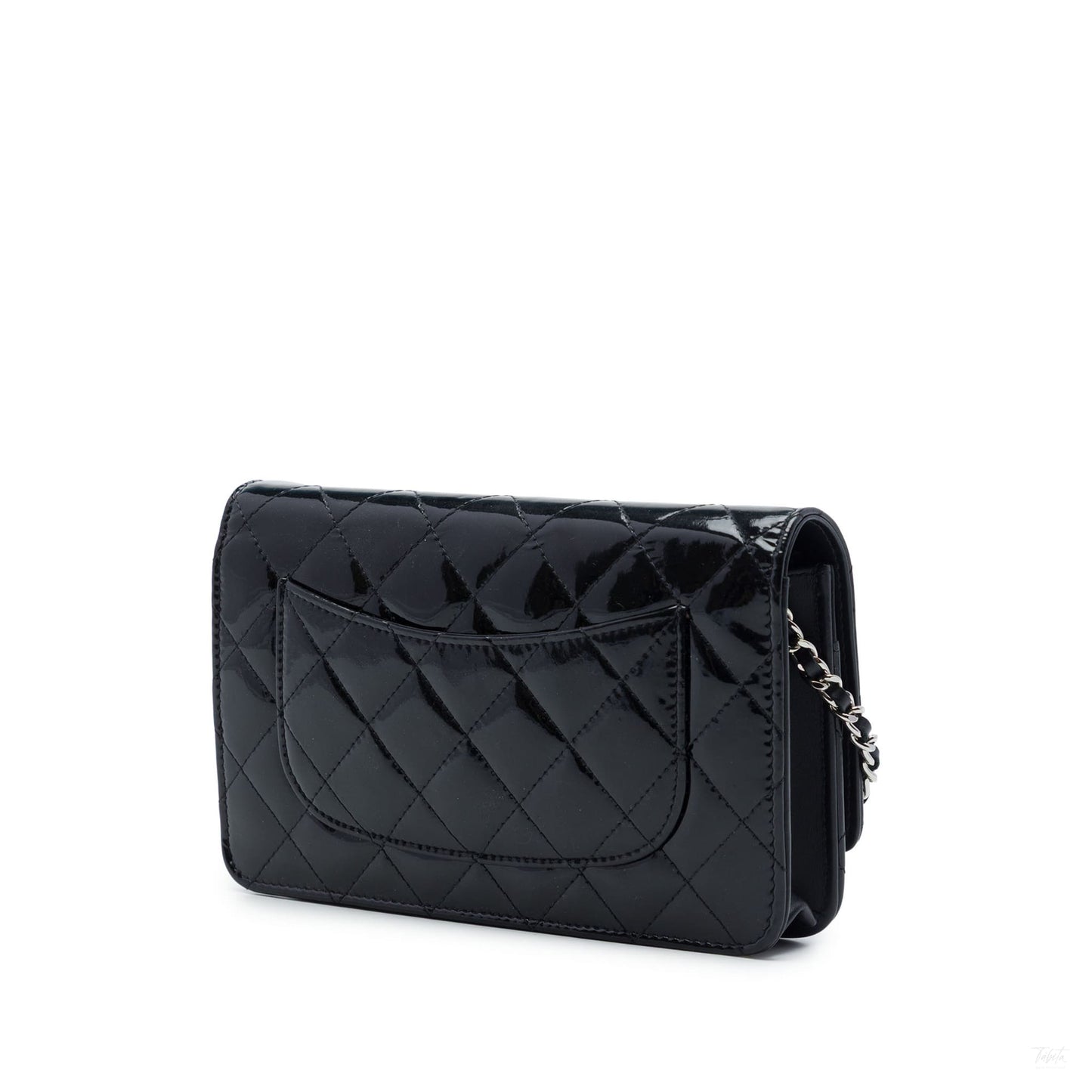 Second hand Chanel WOC Patent Leather Quilted Flap Crossbody Black - Tabita Bags
