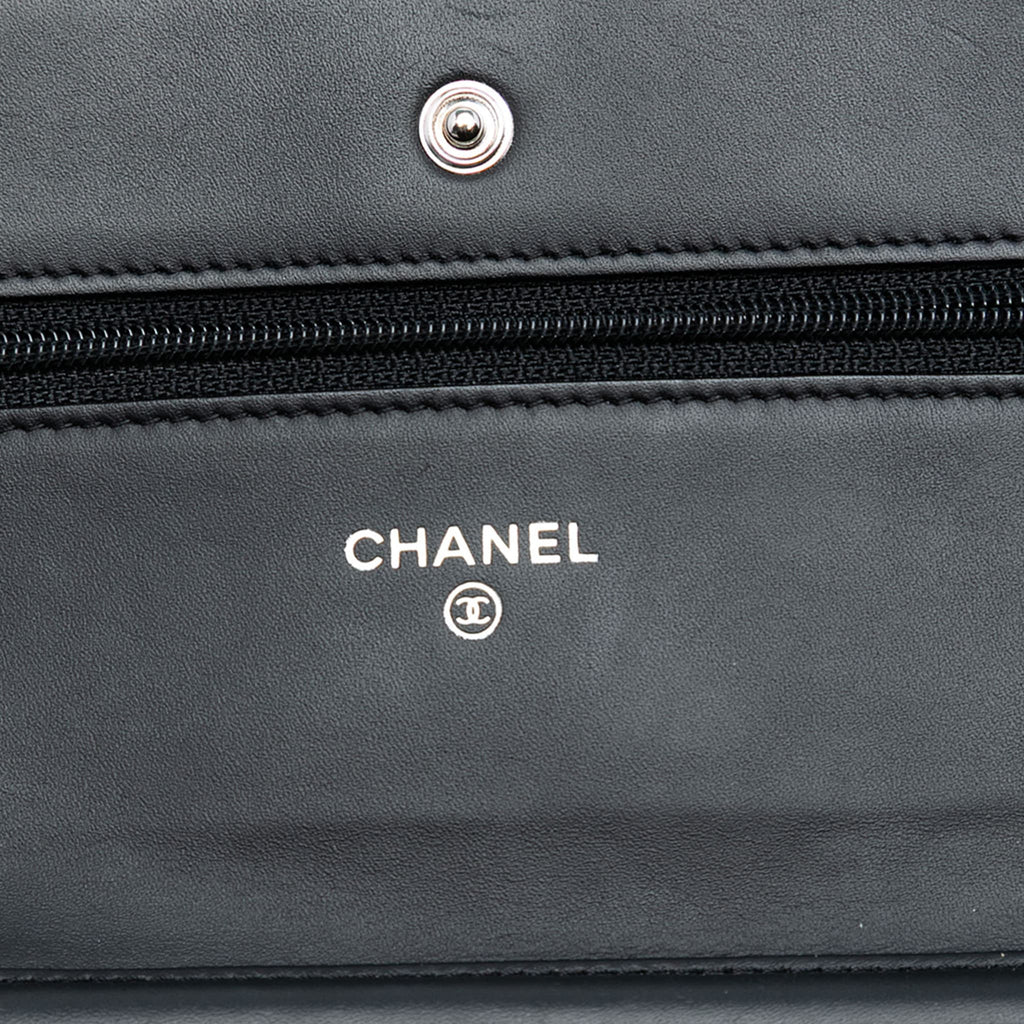 Second hand Chanel WOC Patent Leather Quilted Flap Crossbody Black - Tabita Bags