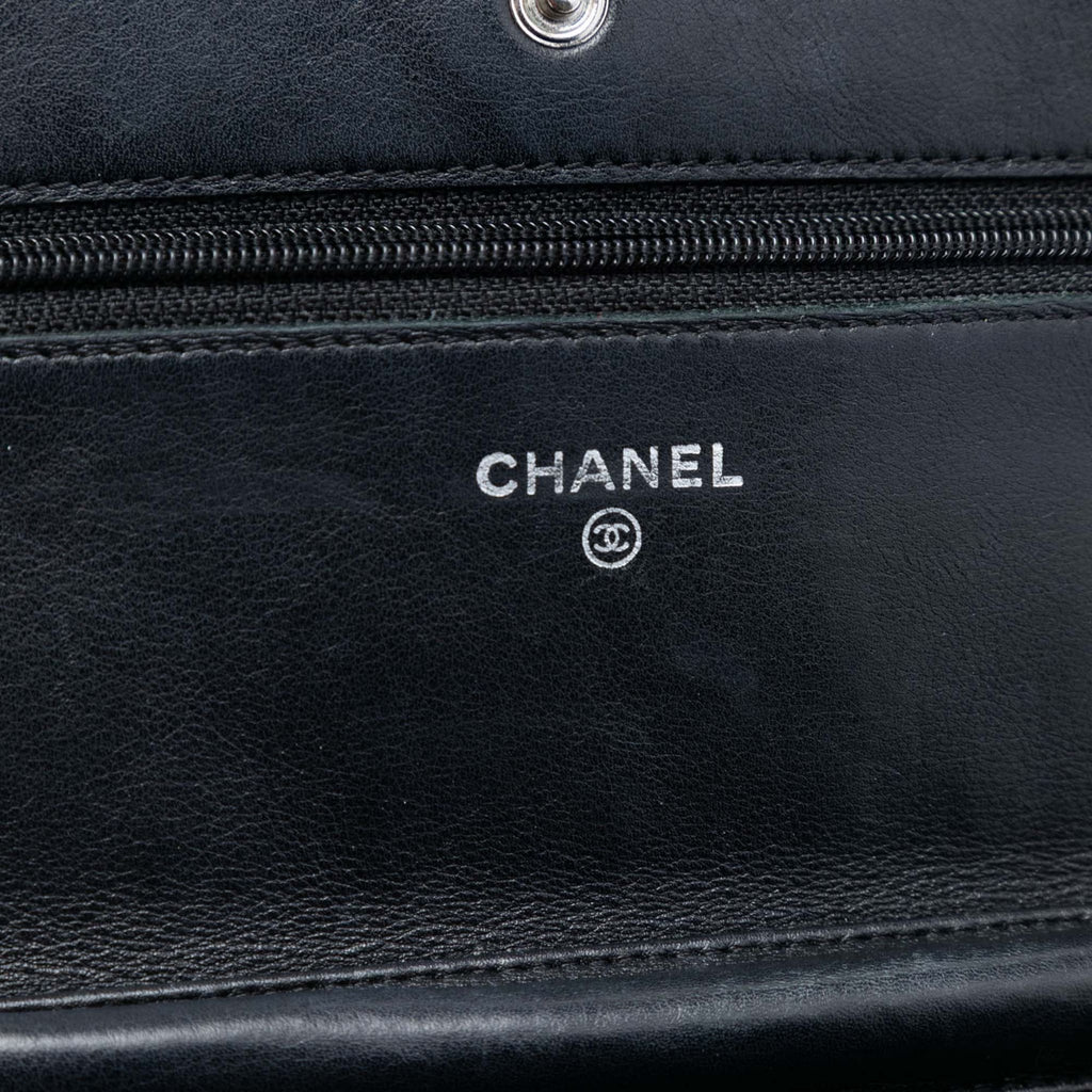 Second hand Chanel WOC Patent Leather Quilted Flap Crossbody Black - Tabita Bags