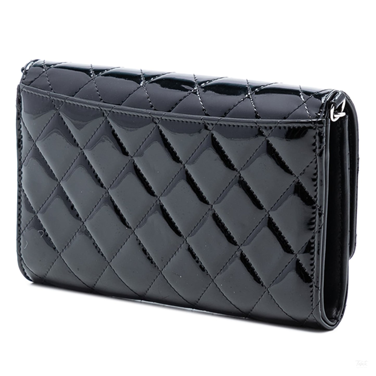 Second hand Chanel WOC Patent Leather Quilted Flap Crossbody Black - Tabita Bags