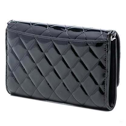 Second hand Chanel WOC Patent Leather Quilted Flap Crossbody Black - Tabita Bags