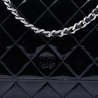 Second hand Chanel WOC Patent Leather Quilted Flap Crossbody Black - Tabita Bags