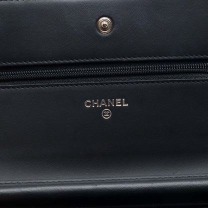 Second hand Chanel WOC Patent Leather Quilted Flap Crossbody Black - Tabita Bags