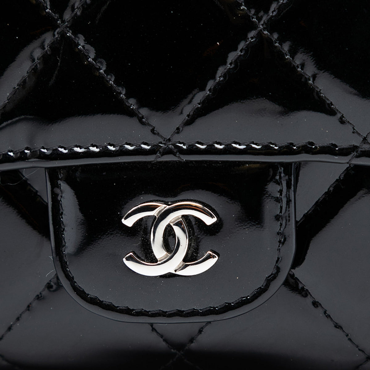 Second hand Chanel WOC Patent Leather Quilted Flap Crossbody Black - Tabita Bags