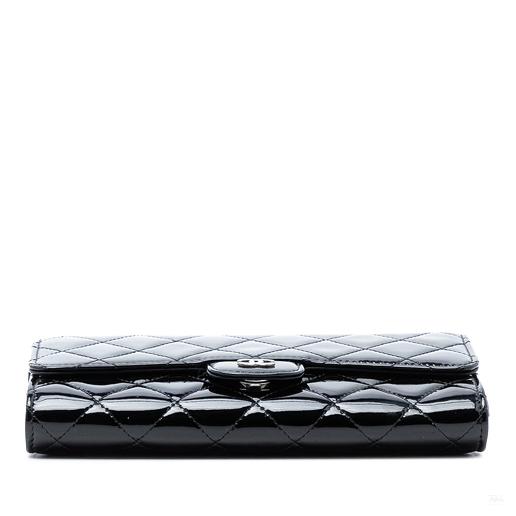 Second hand Chanel WOC Patent Leather Quilted Flap Crossbody Black - Tabita Bags