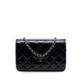 Second hand Chanel WOC Patent Leather Quilted Flap Crossbody Black - Tabita Bags