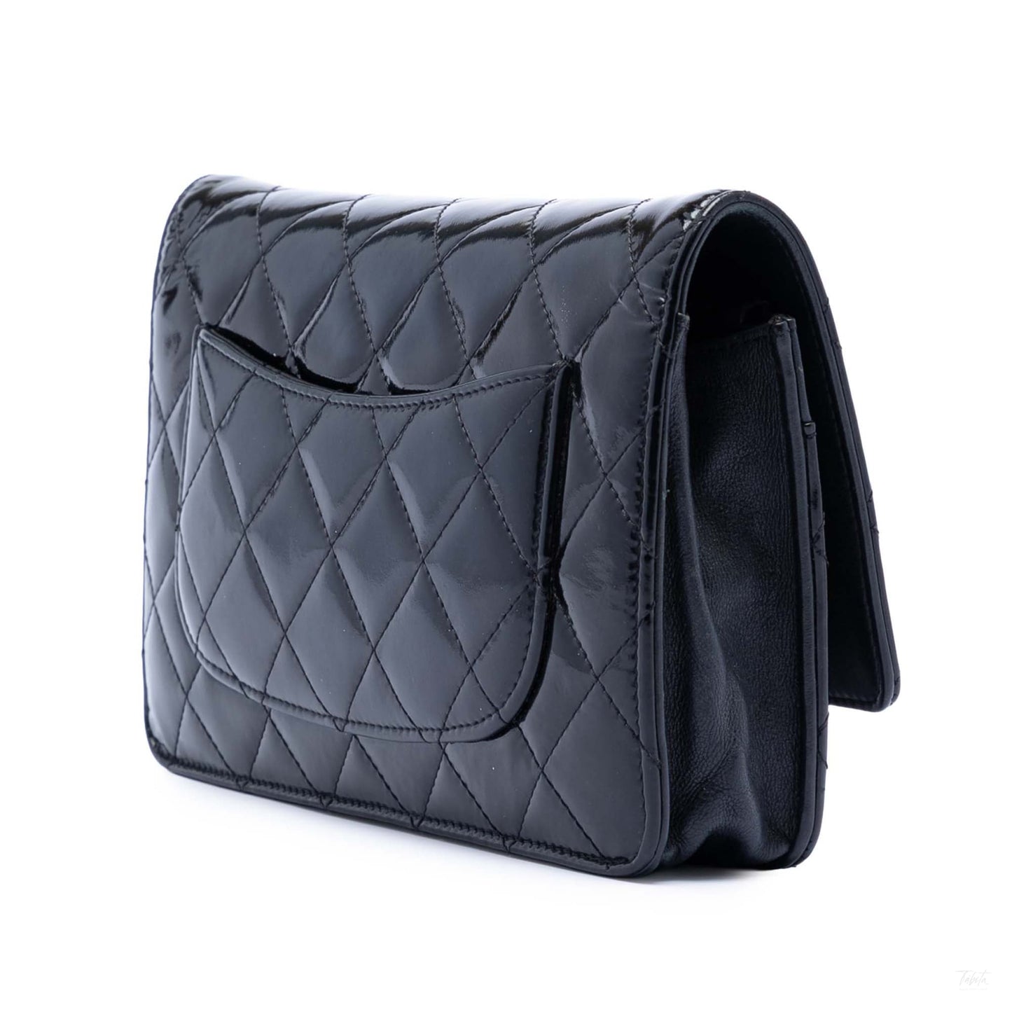 Second hand Chanel WOC Patent Leather Quilted Flap Crossbody Black - Tabita Bags