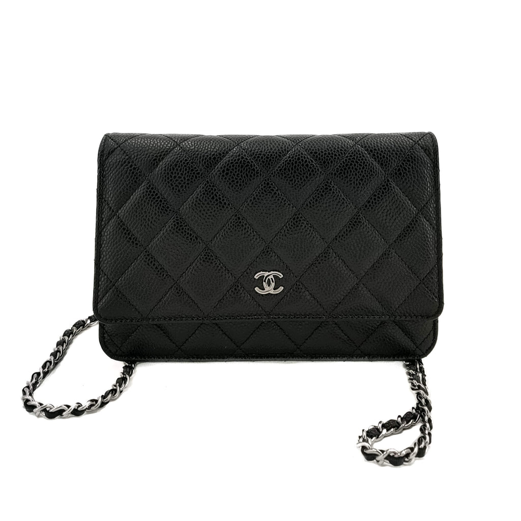 Second hand Chanel WOC Quilted Caviar Leather 2 - Ways Flap Bag Black - Tabita Bags
