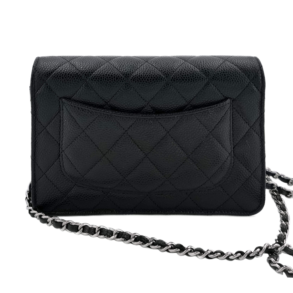Second hand Chanel WOC Quilted Caviar Leather 2 - Ways Flap Bag Black - Tabita Bags