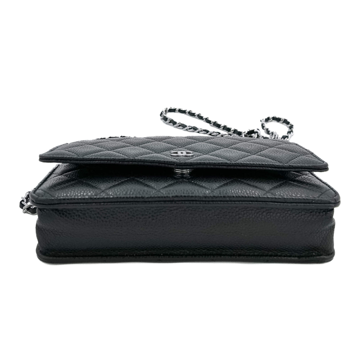 Second hand Chanel WOC Quilted Caviar Leather 2 - Ways Flap Bag Black - Tabita Bags