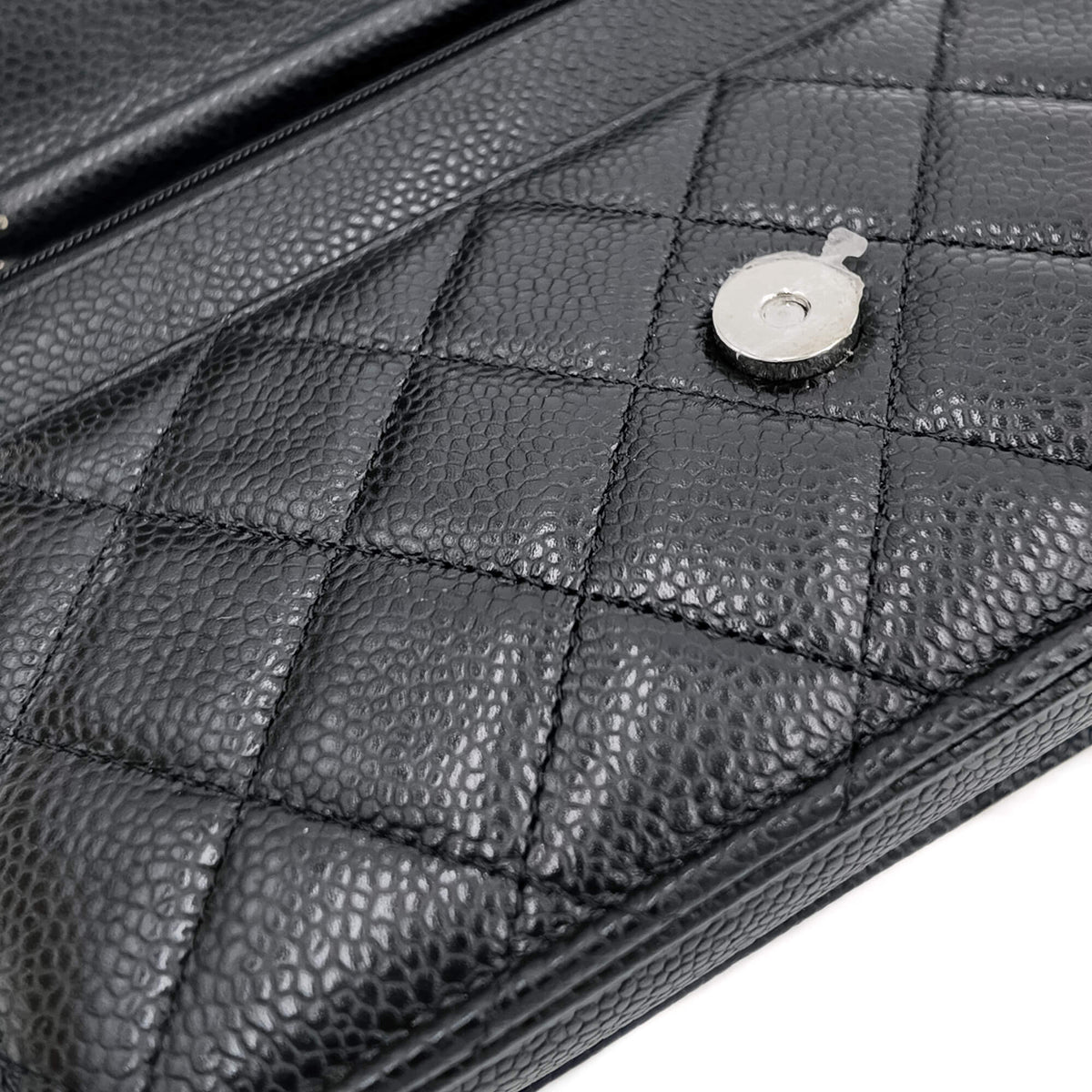 Second hand Chanel WOC Quilted Caviar Leather 2 - Ways Flap Bag Black - Tabita Bags