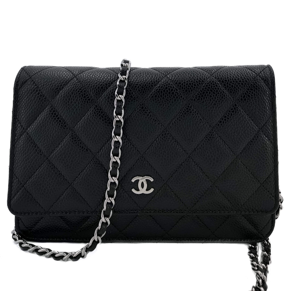 Second hand Chanel WOC Quilted Caviar Leather 2 - Ways Flap Bag Black - Tabita Bags