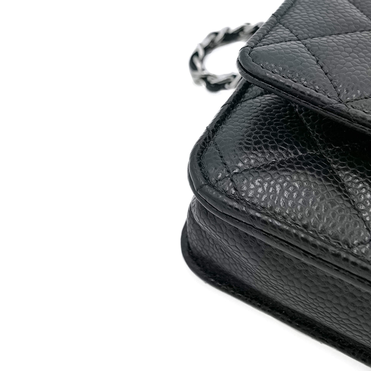 Second hand Chanel WOC Quilted Caviar Leather 2 - Ways Flap Bag Black - Tabita Bags