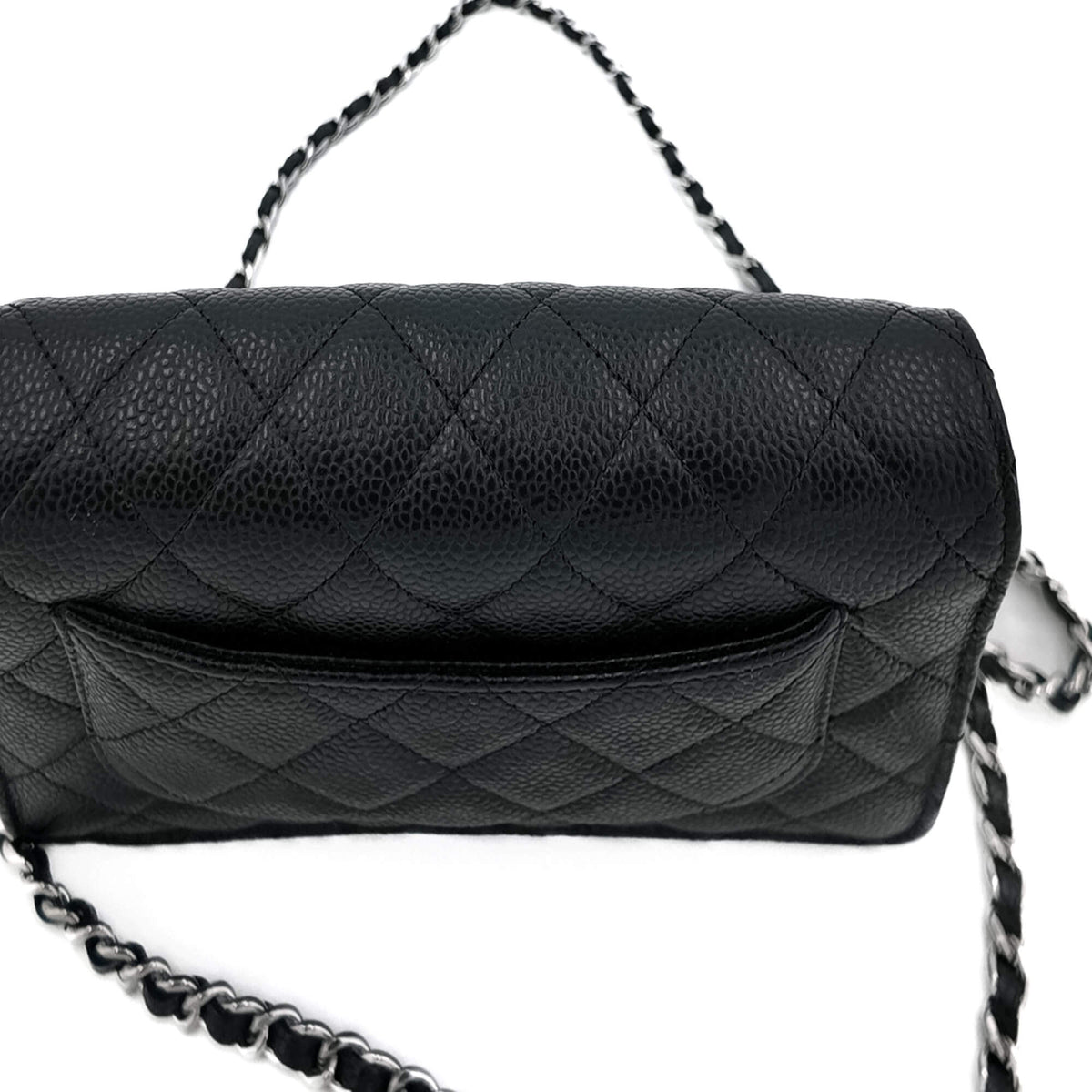 Second hand Chanel WOC Quilted Caviar Leather 2 - Ways Flap Bag Black - Tabita Bags