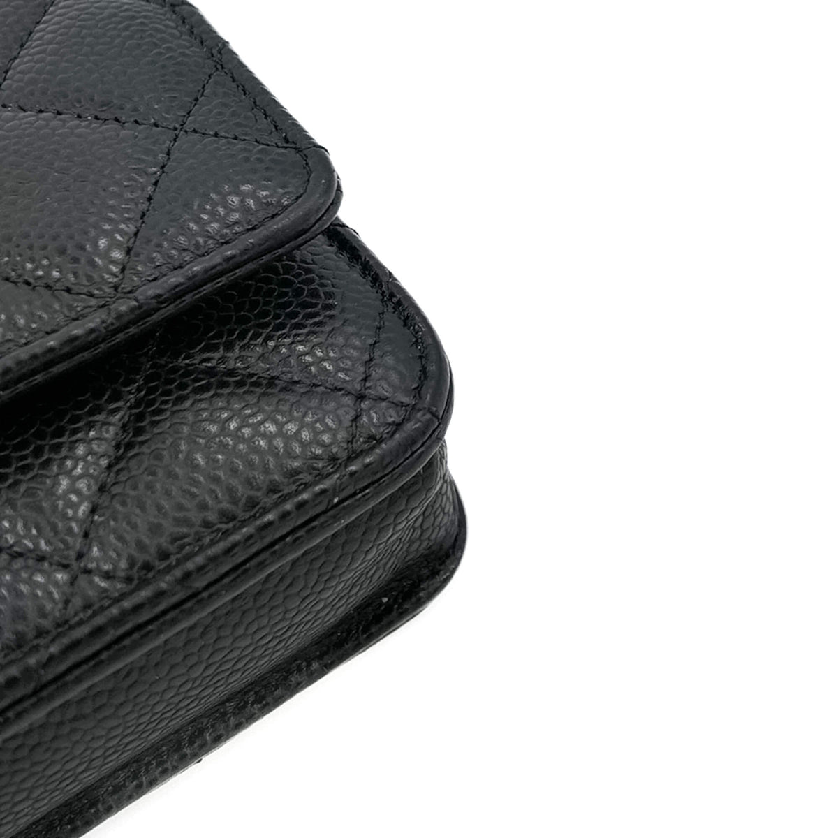 Second hand Chanel WOC Quilted Caviar Leather 2 - Ways Flap Bag Black - Tabita Bags