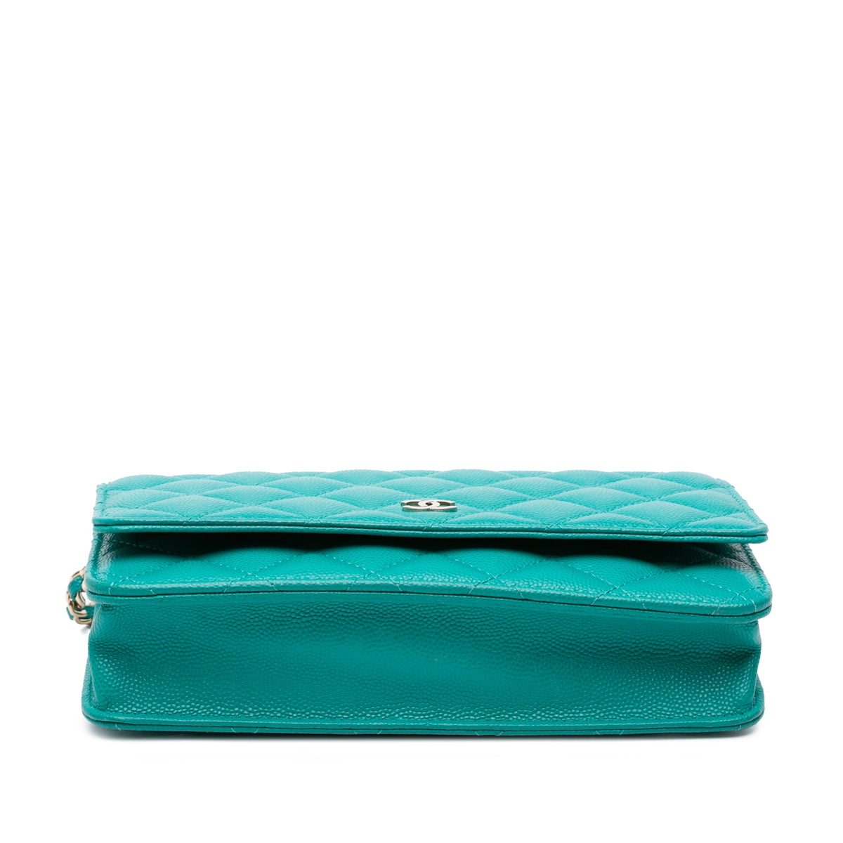 Second hand Chanel WOC Quilted Caviar Leather 2 - Ways Flap Bag Green - Tabita Bags