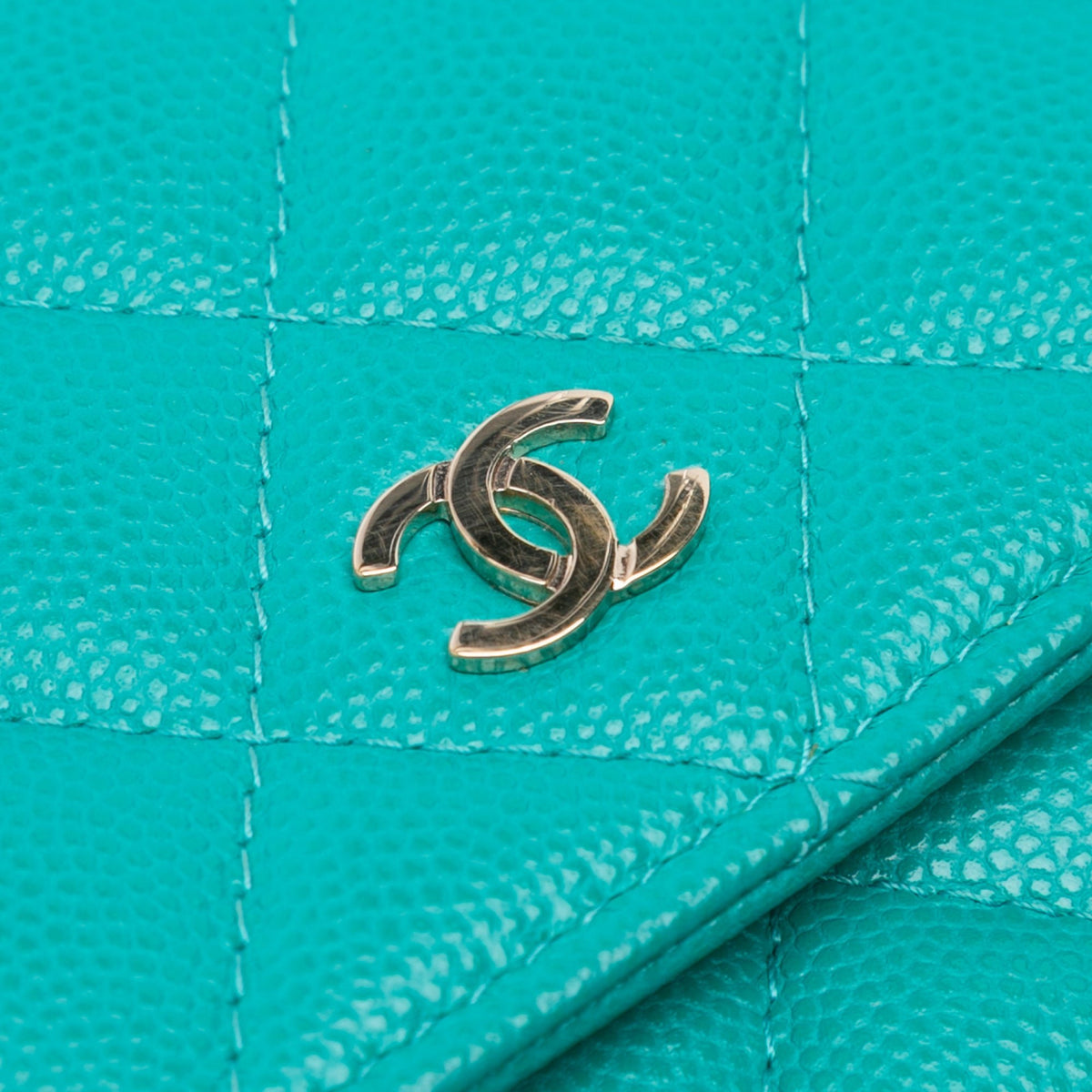 Second hand Chanel WOC Quilted Caviar Leather 2 - Ways Flap Bag Green - Tabita Bags