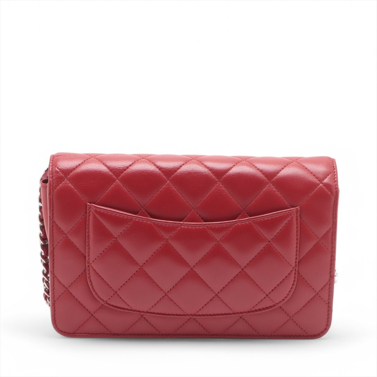 Second hand Chanel WOC Quilted Lambskin Leather 2 - Ways Flap Crossbody Raspberry Red - Tabita Bags