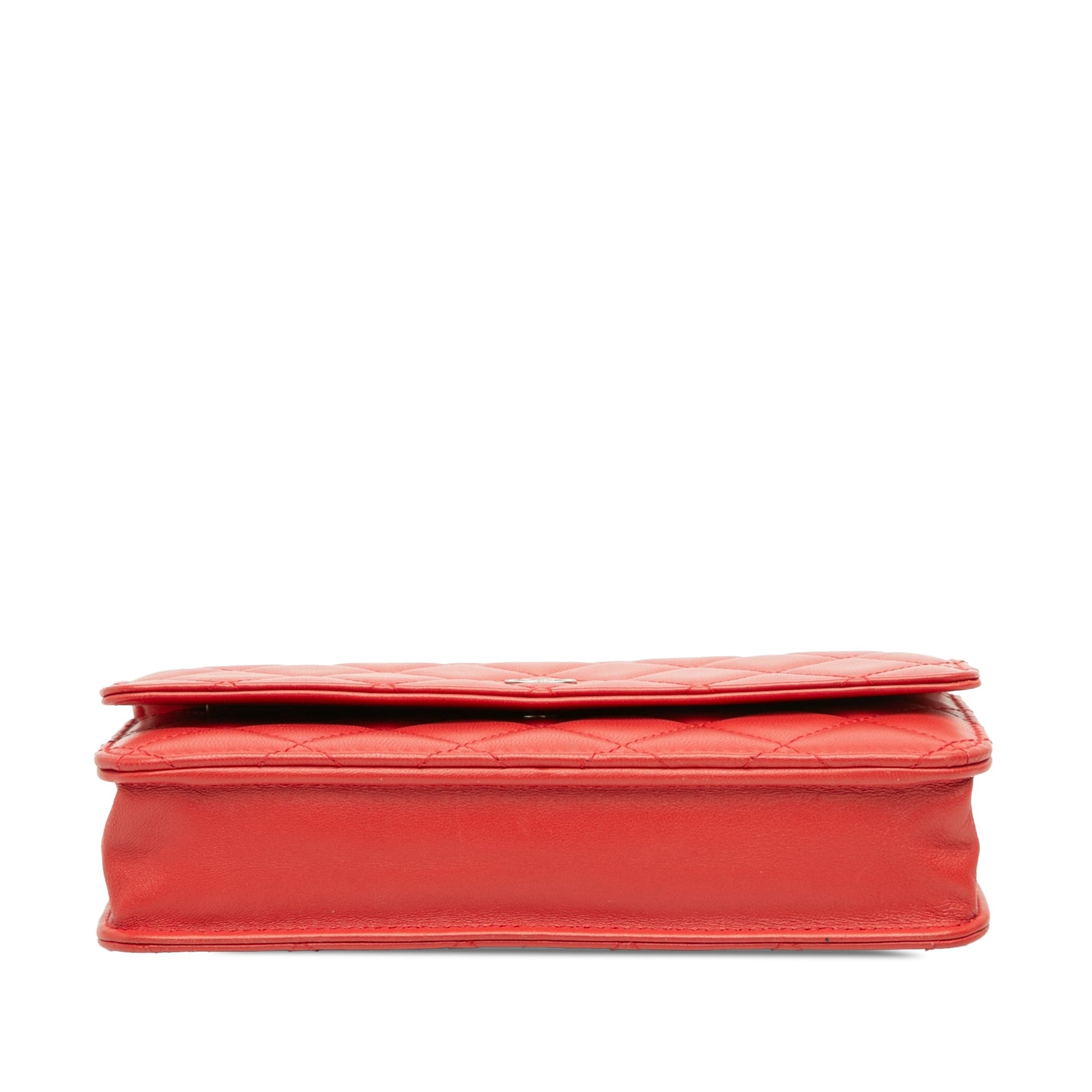 Second hand Chanel WOC Quilted Lambskin Leather 2 - Ways Flap Crossbody Red - Tabita Bags