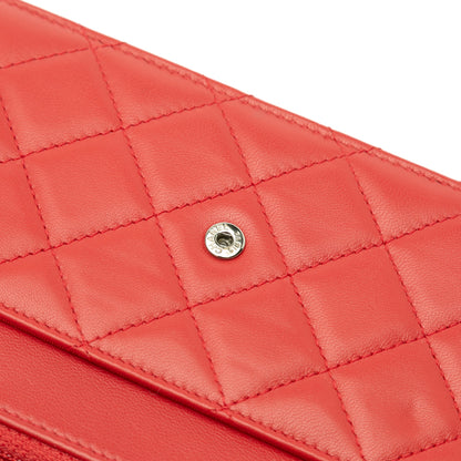 Second hand Chanel WOC Quilted Lambskin Leather 2 - Ways Flap Crossbody Red - Tabita Bags