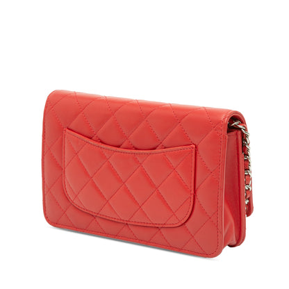 Second hand Chanel WOC Quilted Lambskin Leather 2 - Ways Flap Crossbody Red - Tabita Bags