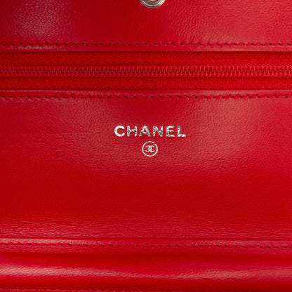 Second hand Chanel WOC Quilted Lambskin Leather 2 - Ways Flap Crossbody Red - Tabita Bags