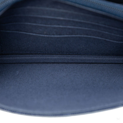 Second hand Chanel WOC Square Caviar Leather Quilted Flap Crossbody Blue - Tabita Bags