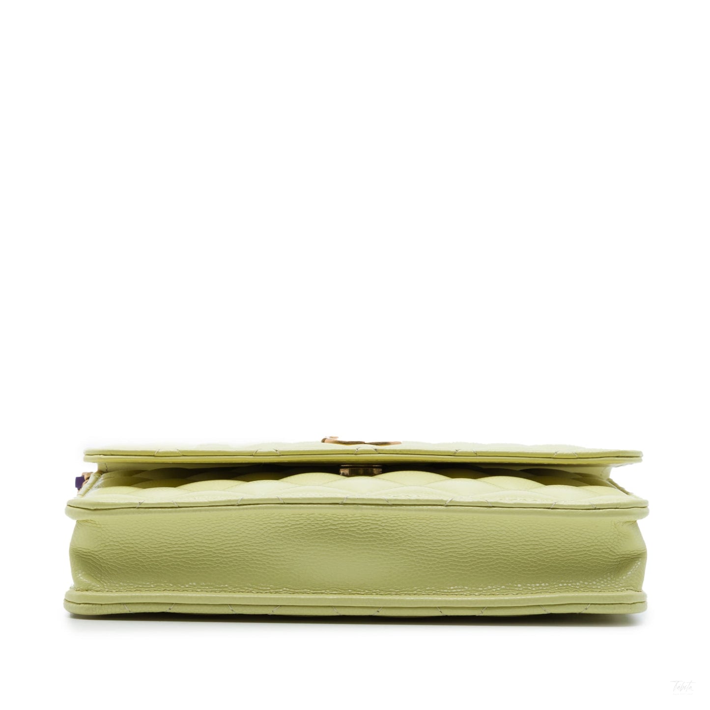 Second hand Chanel WOC Square Caviar Leather Quilted Flap Crossbody Green - Tabita Bags