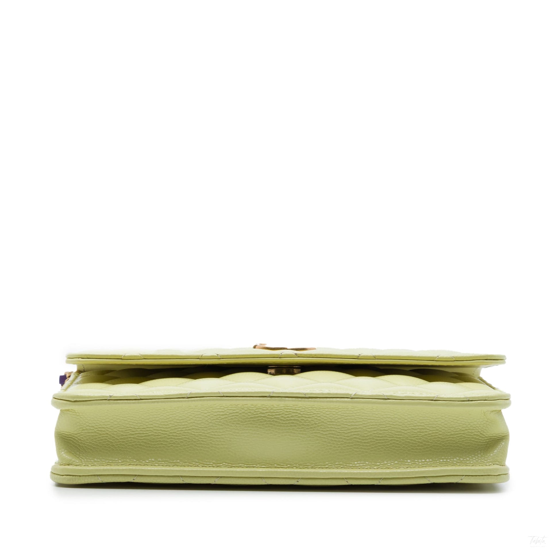 Second hand Chanel WOC Square Caviar Leather Quilted Flap Crossbody Green - Tabita Bags